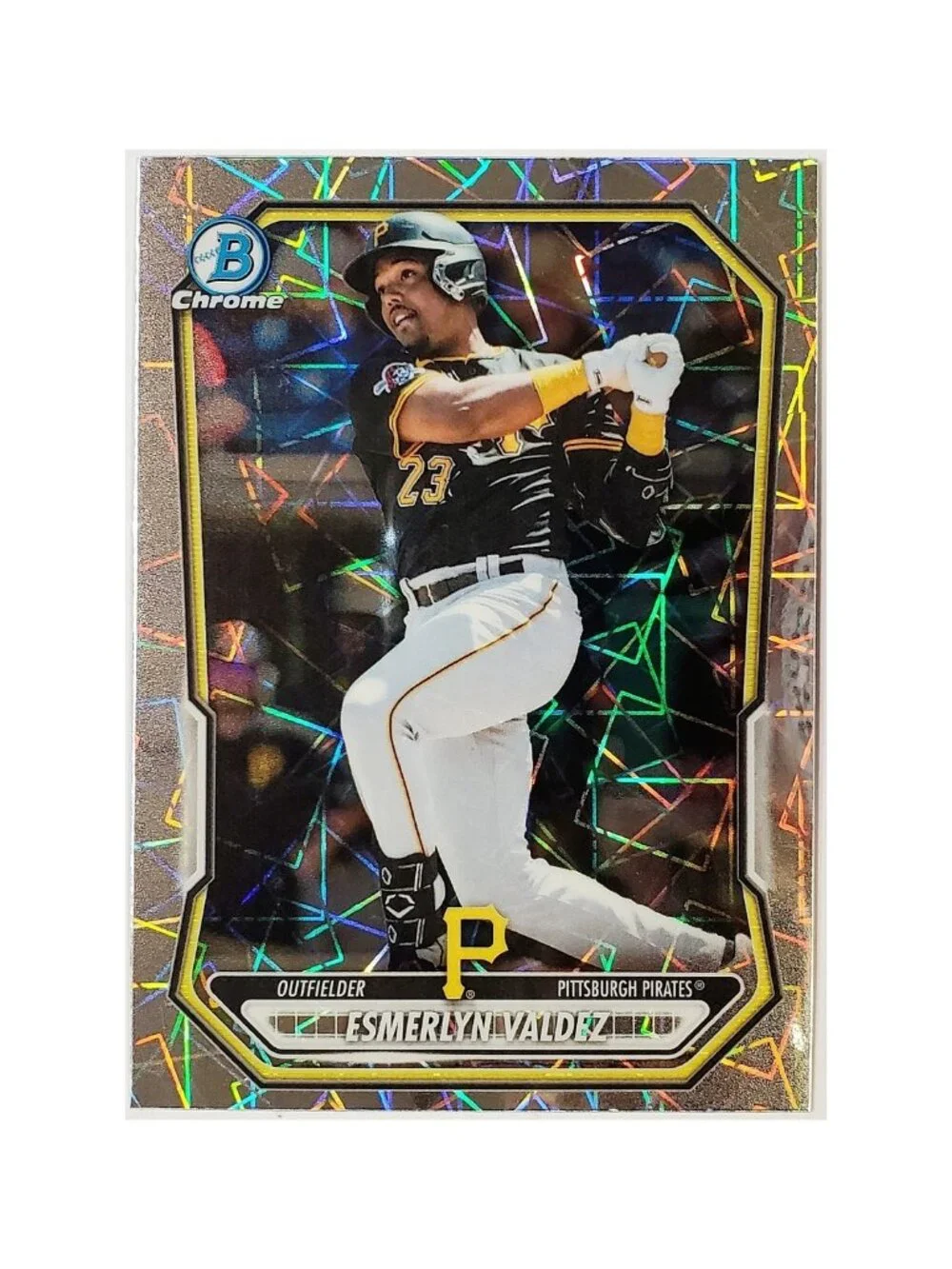 ESMERLYN VALDEZ ROOKIE LASER REFRACTOR 2026 BOWMAN CHROME #BCP-76, PIRATES